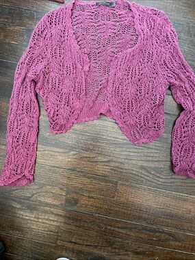 The Limited Raspberry Open-Knit Cropped Bolero Shrug
